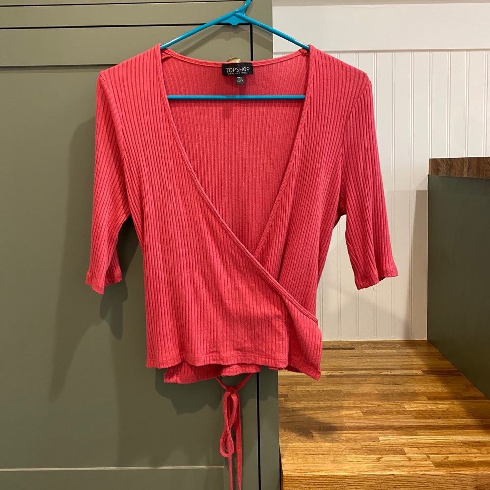 TOPSHOP pink wrap top